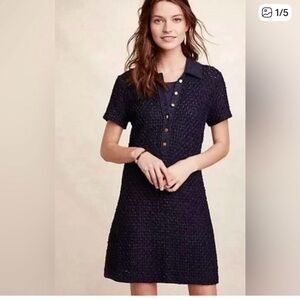 Anthropologie navy blue dress